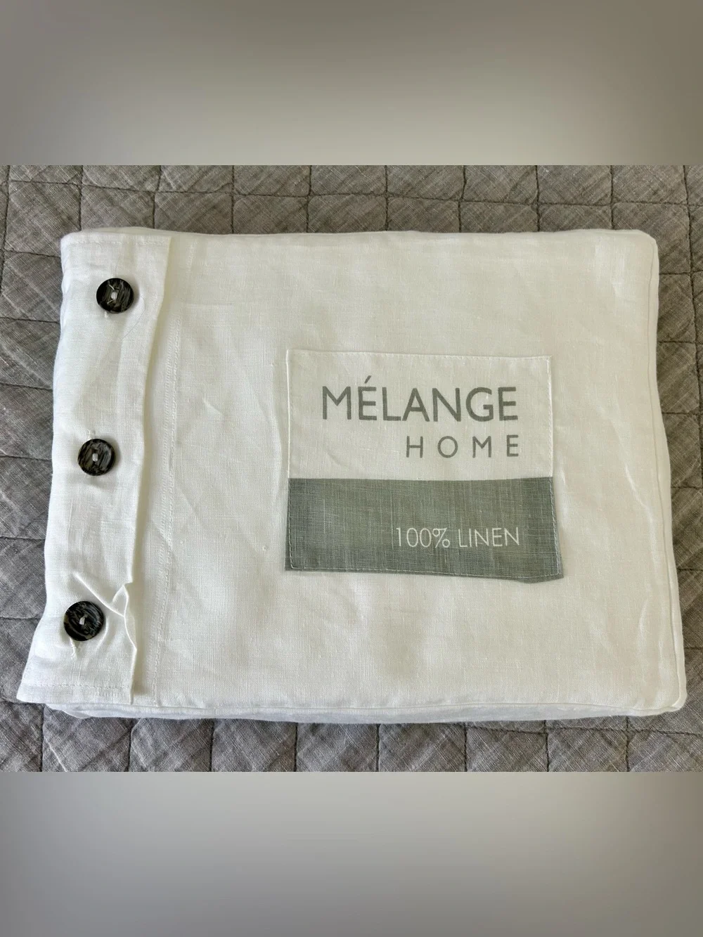 Mélange Home White 100% Linen Twin Duvet Cover 68x90 New in Original Pouch